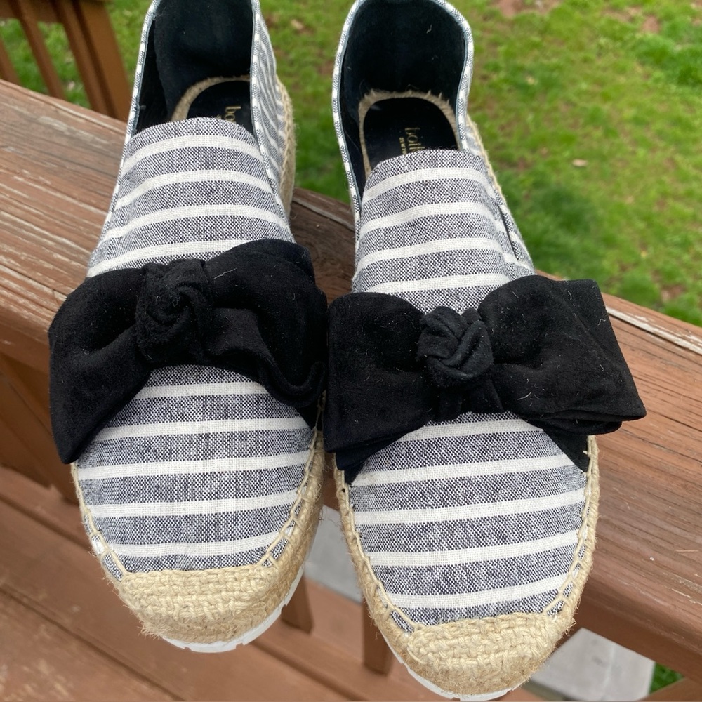 Botkier Black and Gray Striped Espadrilles